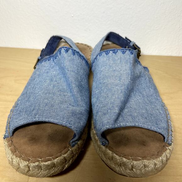 Toms Clara Espadrille Chambray Sandals Blue 7 - Picture 4 of 6